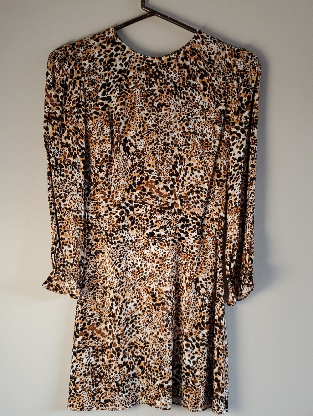 Women's Aritzia Wilfred Boroque Animal Print 3/4 Sleeve Mini Dress Size 0